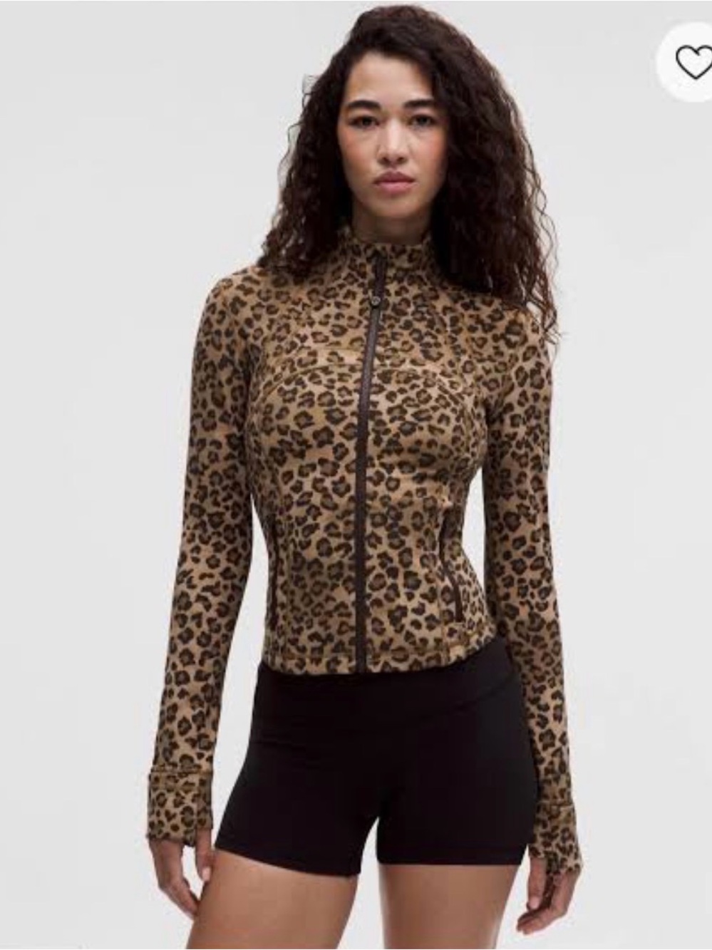 Lululemon define size 14 Leopard Print Long-Sleeve Zip-Up Top - Brown
